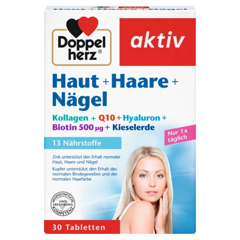 Abbildung der Produktverpackung Doppelherz aktiv Haut + Haare + Nägel Frontansicht